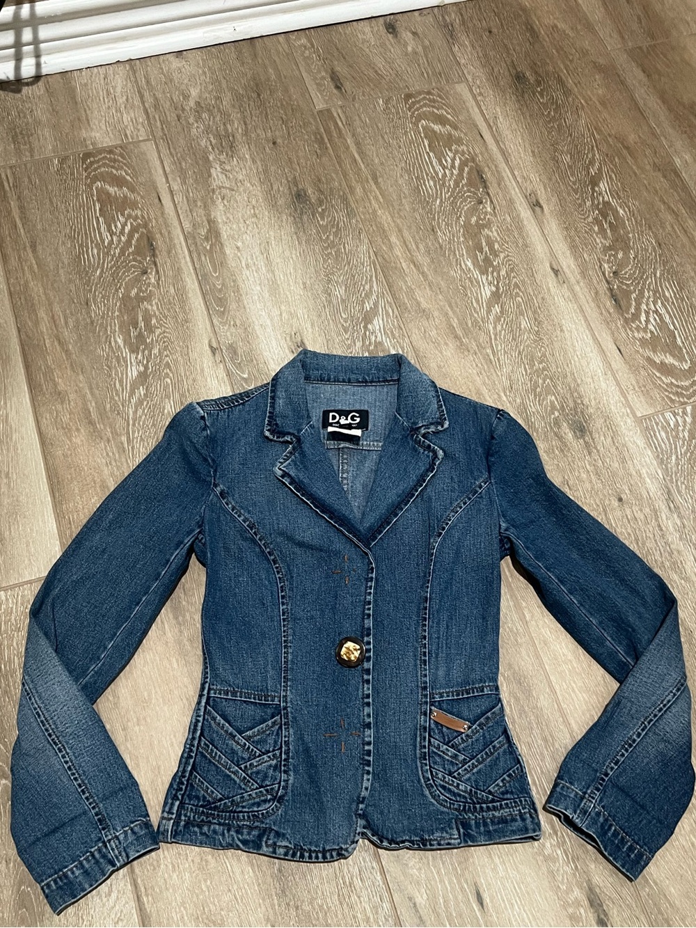 D&G Women's Dark Blue Denim Blazer Jacket